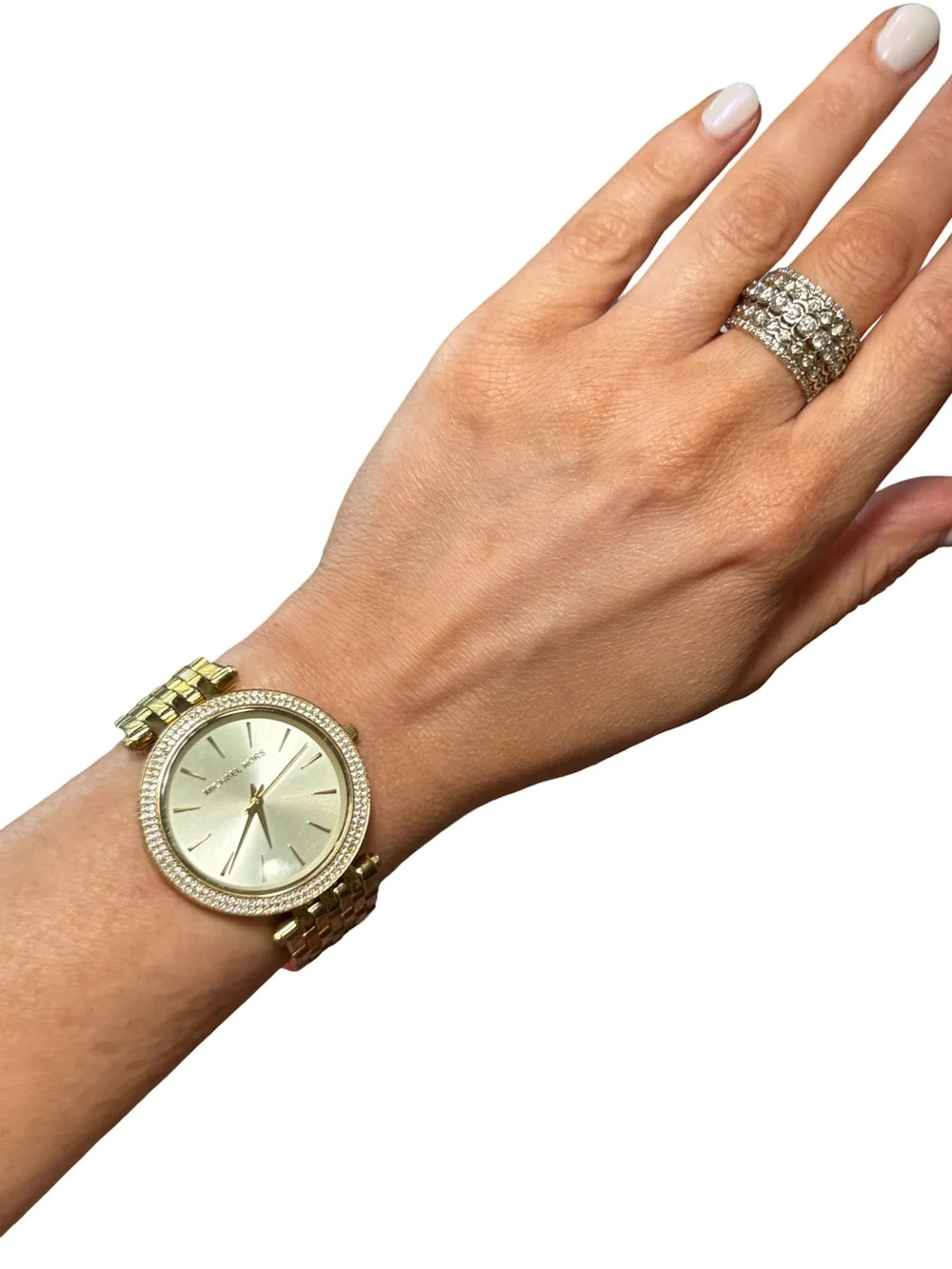 🌟 *LIKE NEW* Michael Kors Gold Crystal Diamond Bezel Watch (for‎ petite wrist)